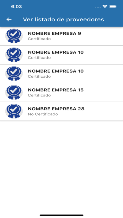 Certificación de Proveedores Screenshot