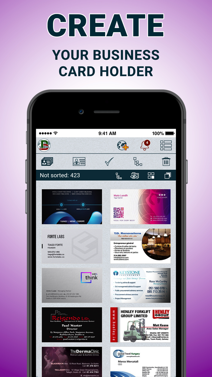 MyBP business cards organizer