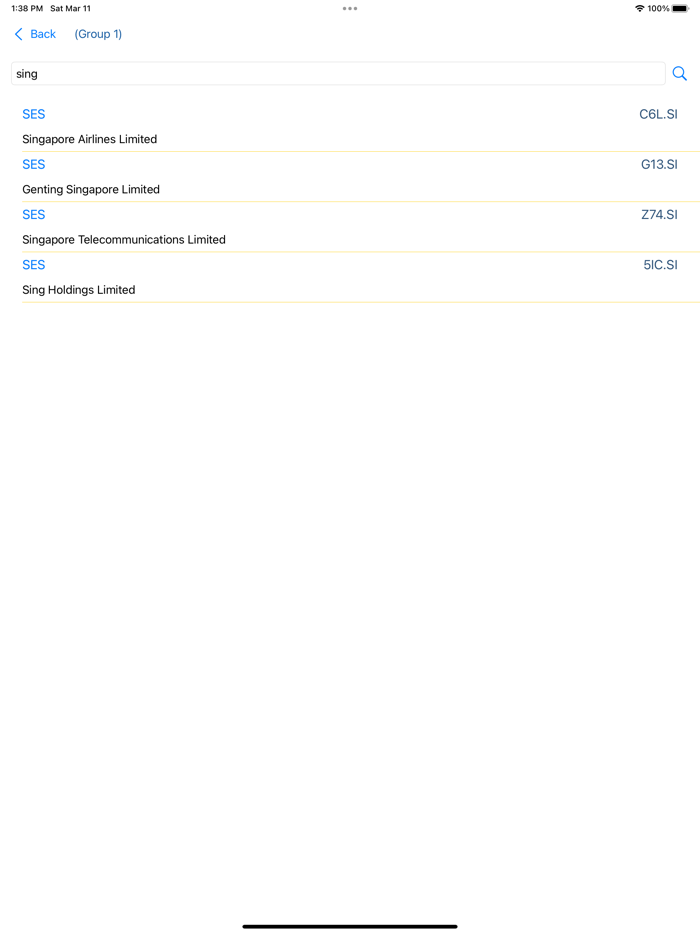Singapore Stock Quotes