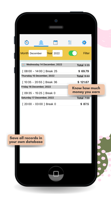 Work Time and Hours Tracker Screenshot