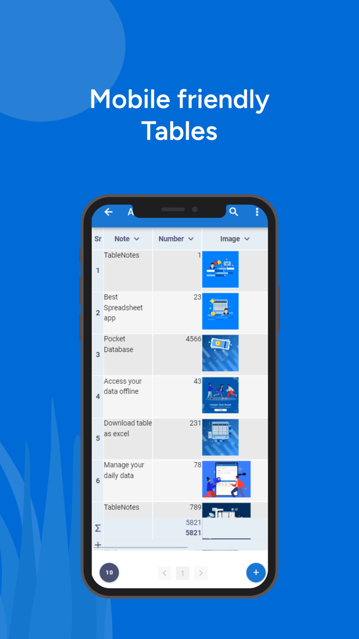 Table Notes - Mobile Excel