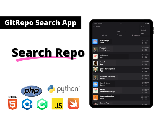 Screenshot #4 pour GitRepo easy Search App.simple