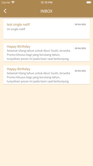 Aburi Sushi Membership Screenshot