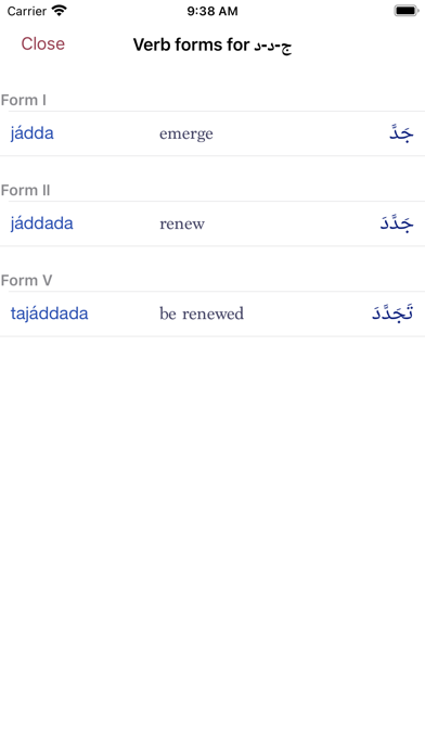 CAVE Arabic Verb Conjugator Screenshot