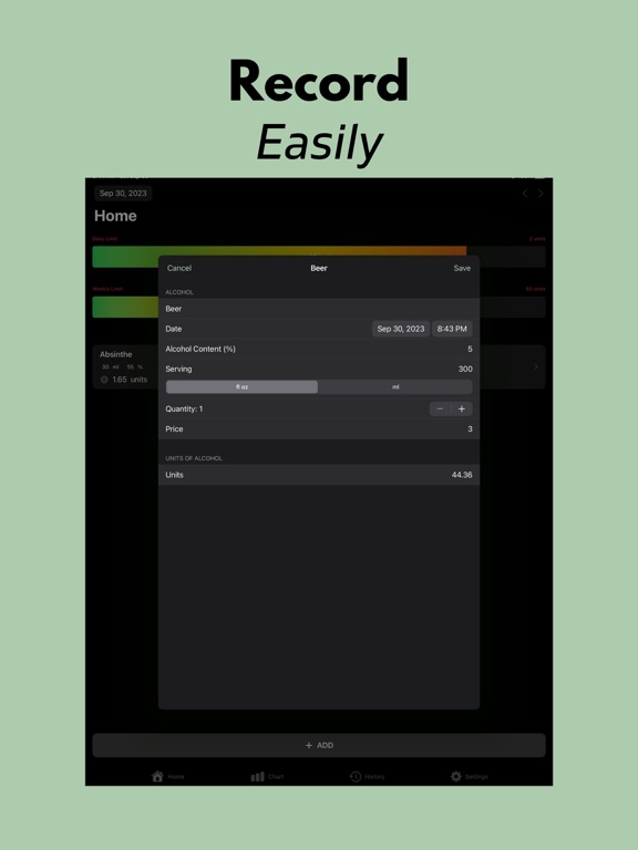 Alcohol Tracker+ iPad screenshot 4 - Medical app