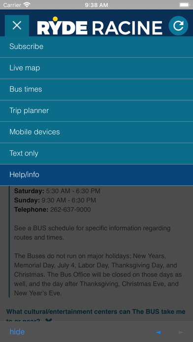 RYDE Racine Transit Screenshot