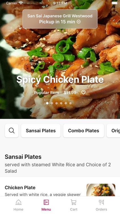 Sansai menu store