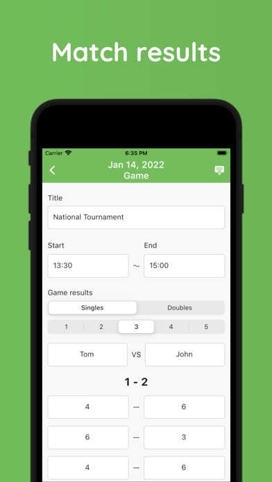 Tennis Schedule Planner Screenshot