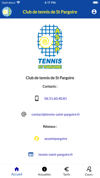 ASSP Tennis App Screenshot