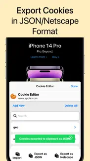 cookie editor for safari iPhone Captures Décran 4