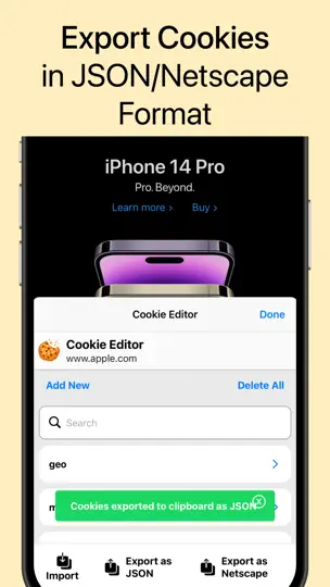 Capture d'écran de Cookie Editor For Safari sur iPhone 4