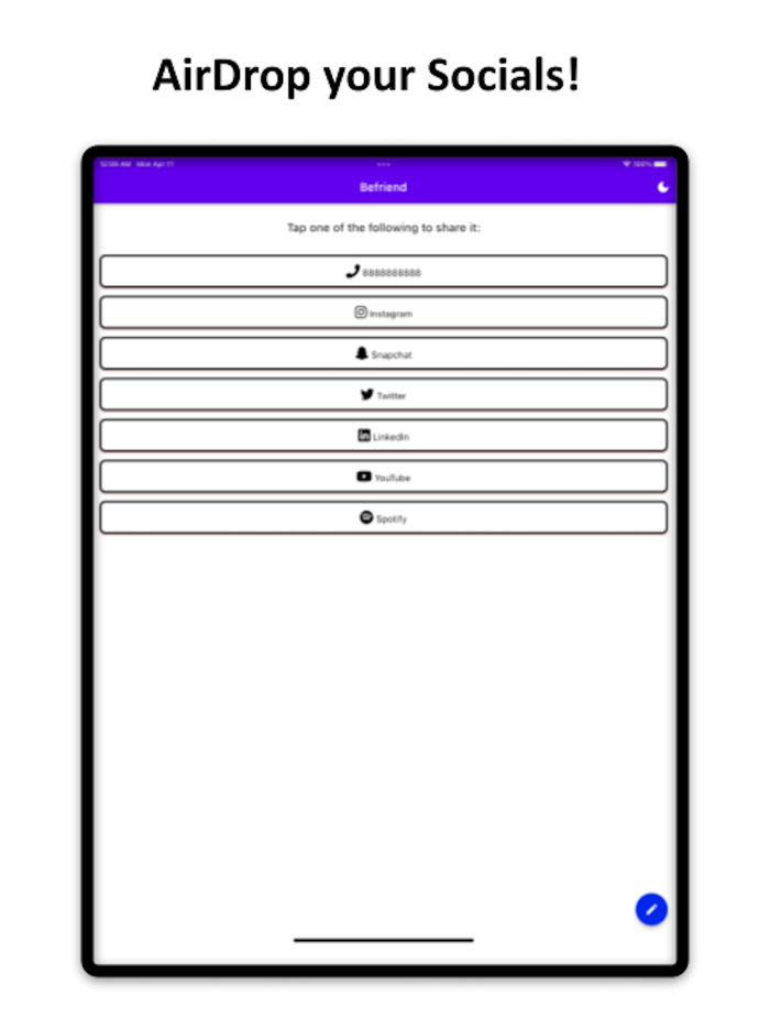 Befriend Share your Socials