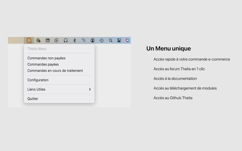 #2. TheliaMenu (macOS) Podle: Thibault Delimard