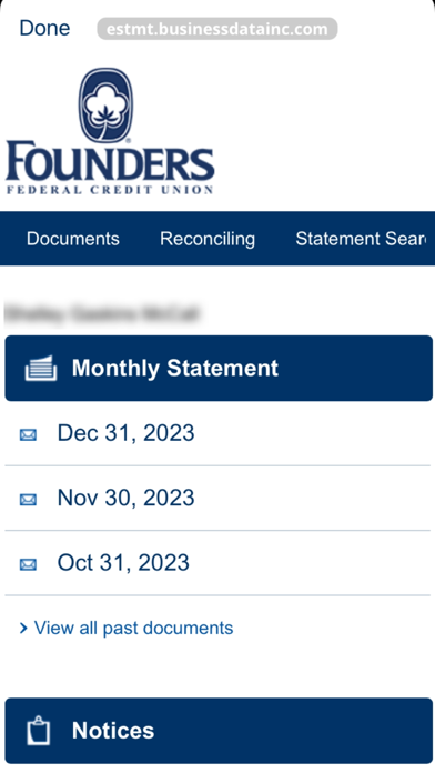 Founders FCU – Mobile Banking Screenshot