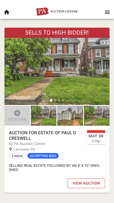 PA Auction Center Screenshot