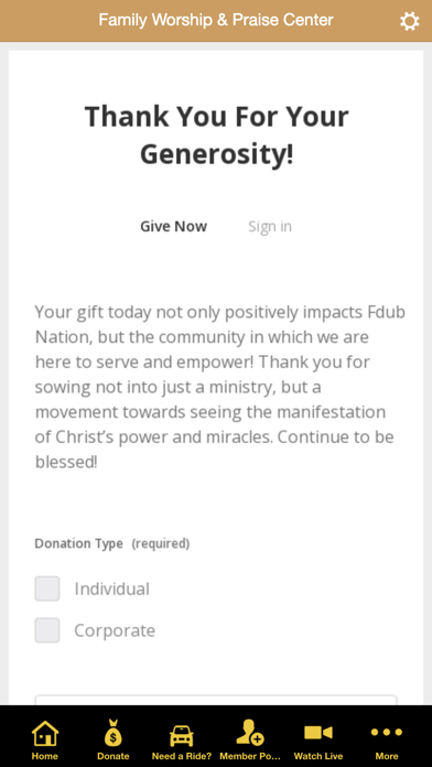 Family Worship & Praise Center Screenshot