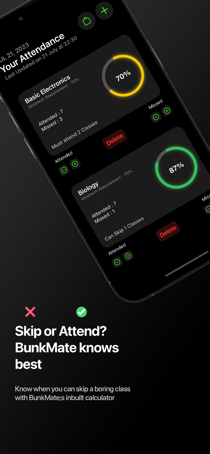 BunkMate - Attendance Tracker