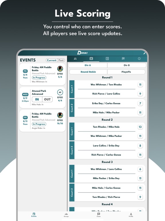 Dink! Pickleball Round Robins iPad screenshot 5 - Sports app