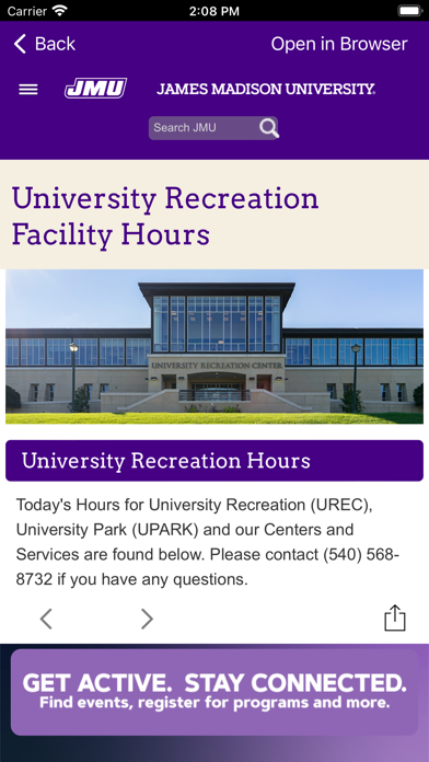 James Madison University Rec Screenshot