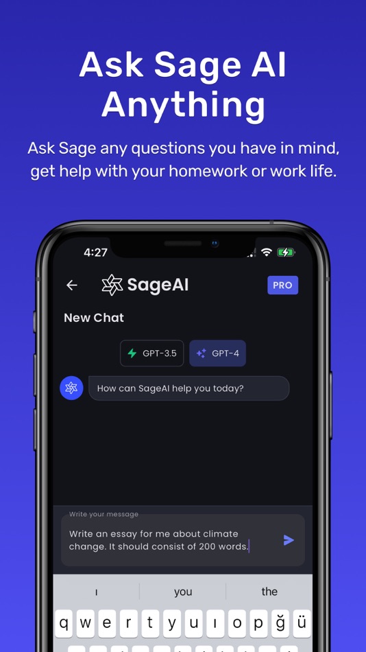 #6. AI Chatbot & Keyboard - SageAI (iOS) 由: Monday Hero Yazilim Sistemleri Anonim Sirketi