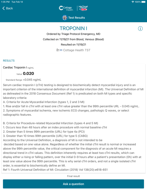 Cottage Health MyChart iPad screenshot 4 - Medical app
