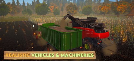 Farm Sim 2024 - Questo strumento presenta macchinari agricoli realistici, con la mietitrebbia che scarica il grano nel rimorchio del trattore, mostrando l'accuratezza dei dettagli e delle animazioni in azione.