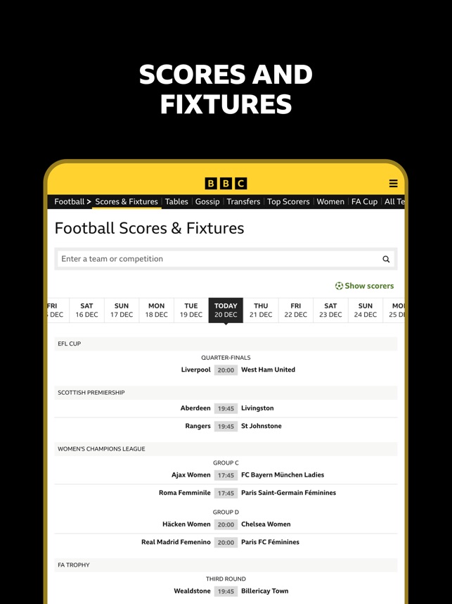 Bbc Sport News Live Scores On The