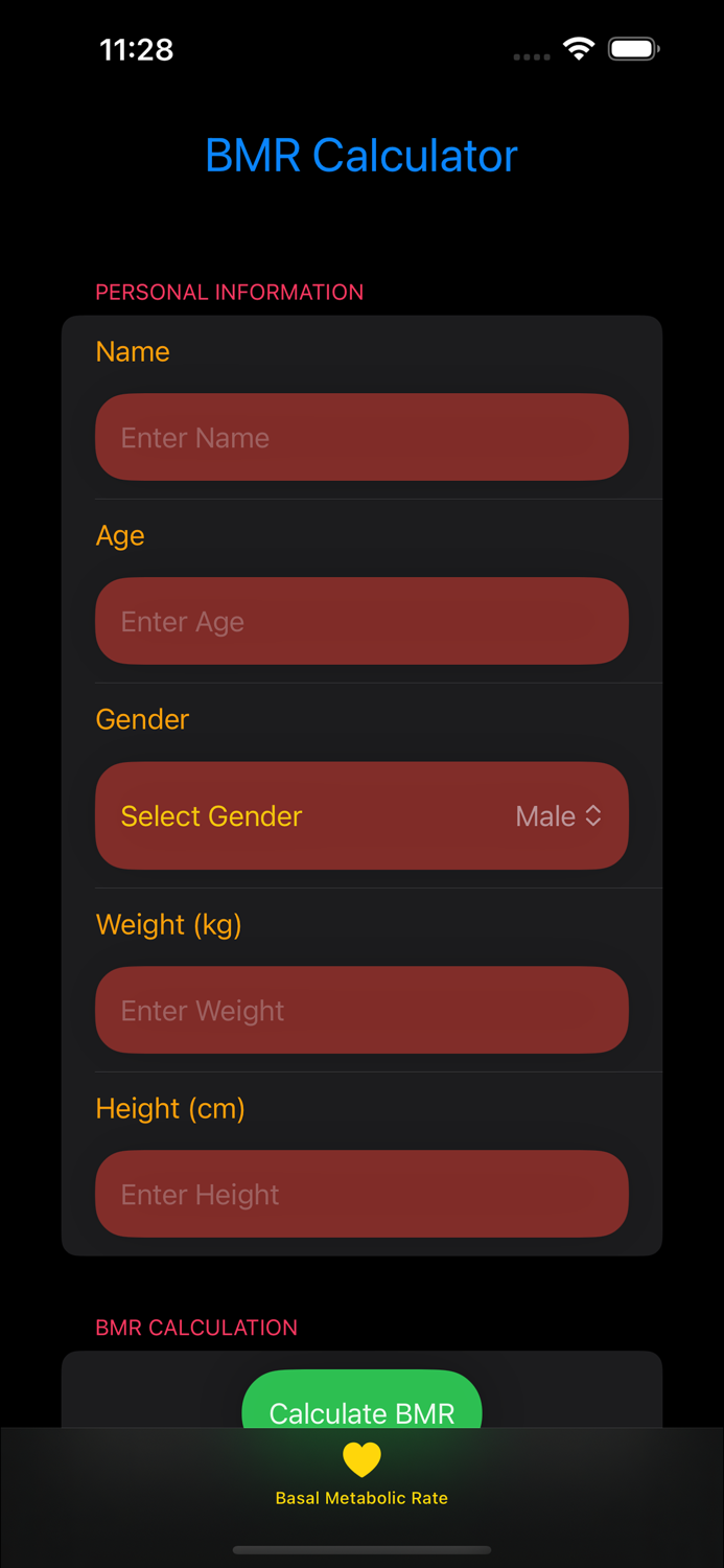 Basal Metabolic Rate App