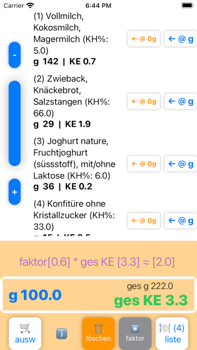 calcCarbo Screenshot