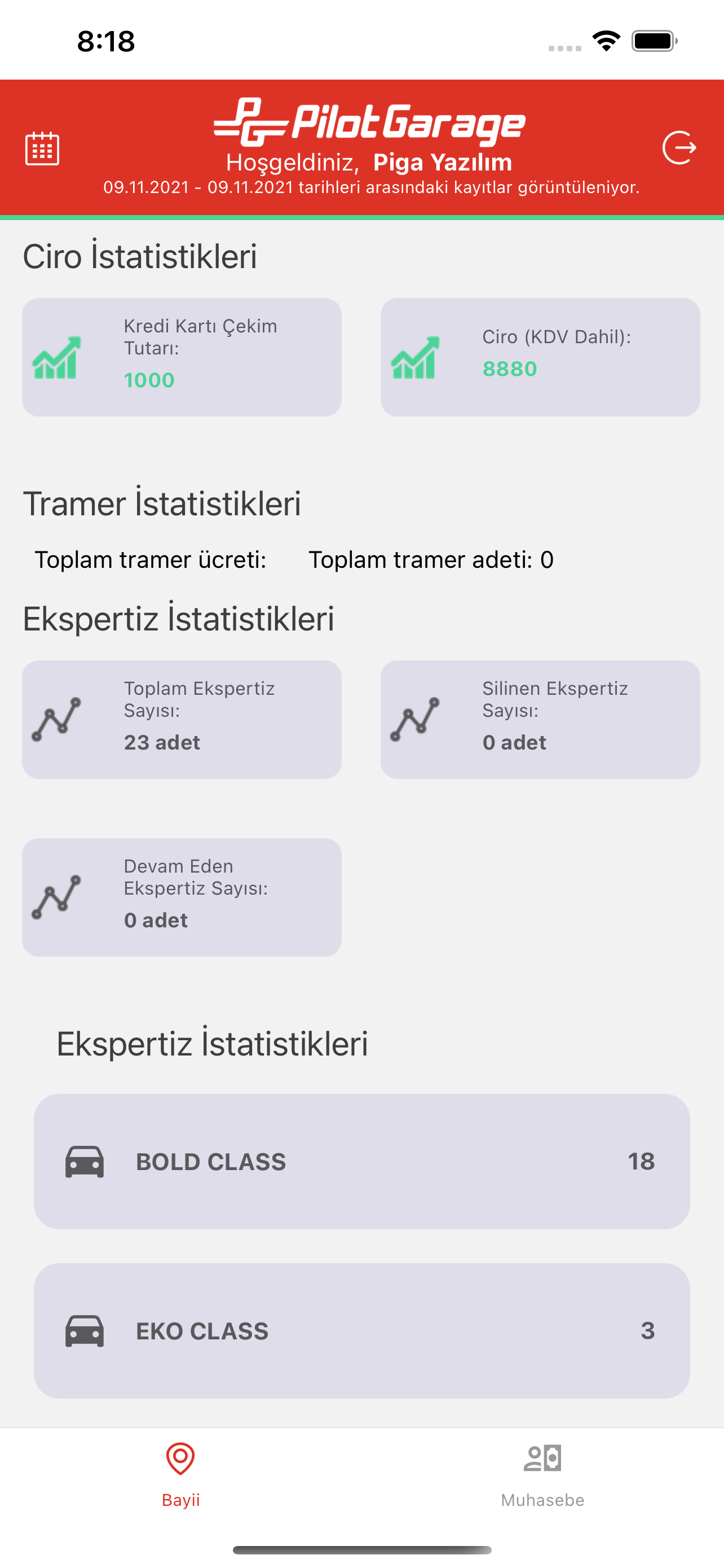 Pilotgarage Bayi Uygulaması