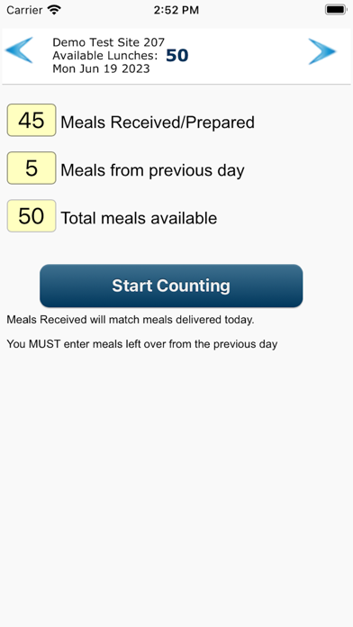 Meal Count Screenshot