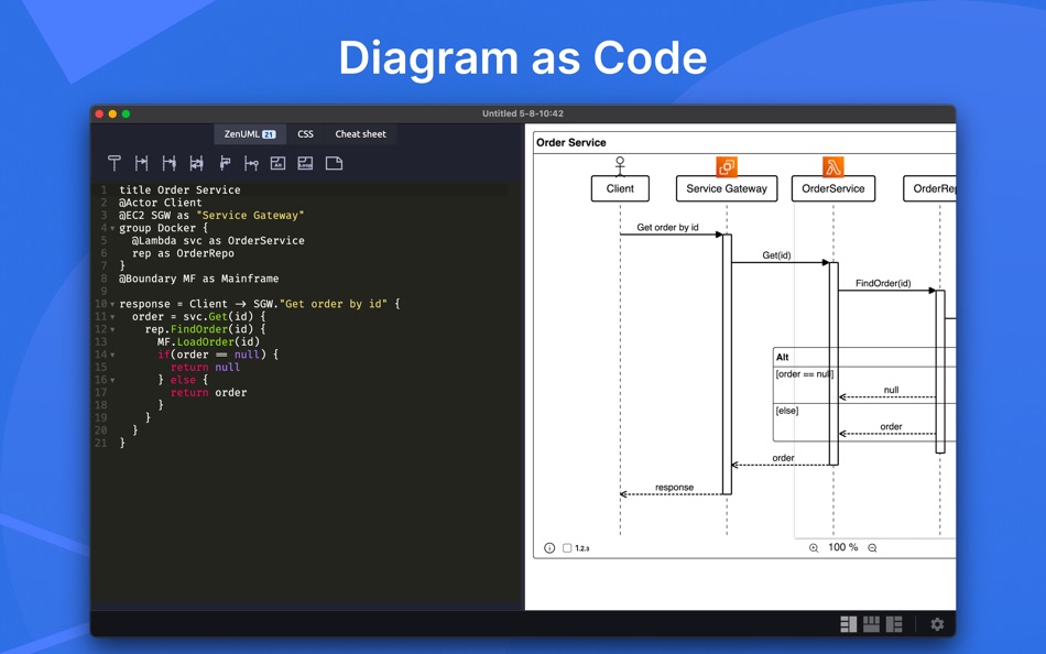 Sequence Diagram Tool | ZenUML - 1.0.7 - (macOS)