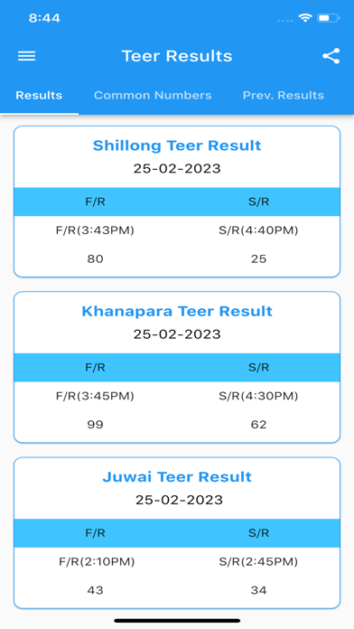 Teer Results Screenshot