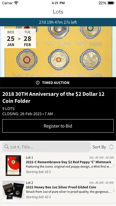 Australian Specialty Auctions Screenshot