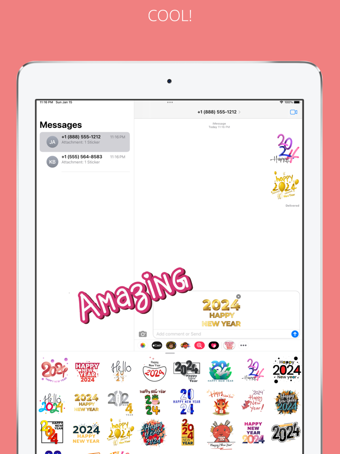 New Year 2024 Wishes Stickers