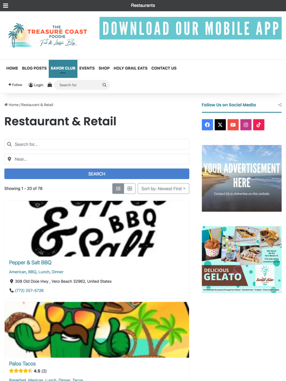 The Treasure Coast Foodie iPad screenshot 4 - Food & Drink app