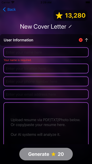 AI Cover Letter Generator Screenshot