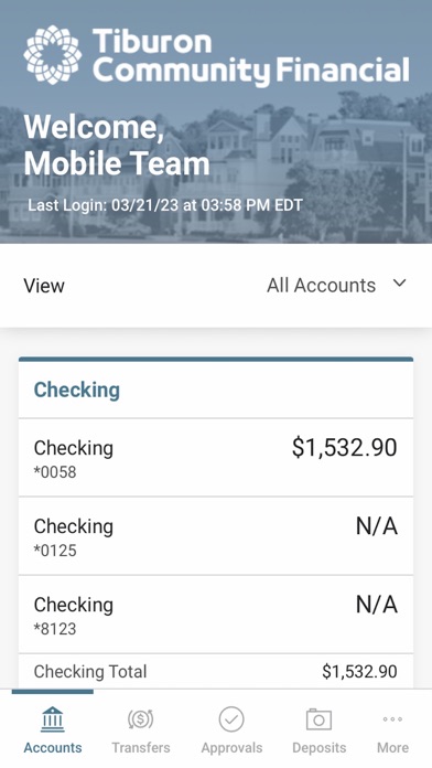 Tiburon Community Bank Screenshot