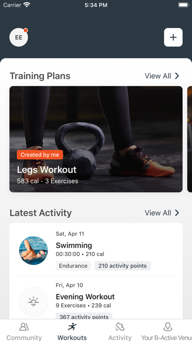B Active Hub Screenshot