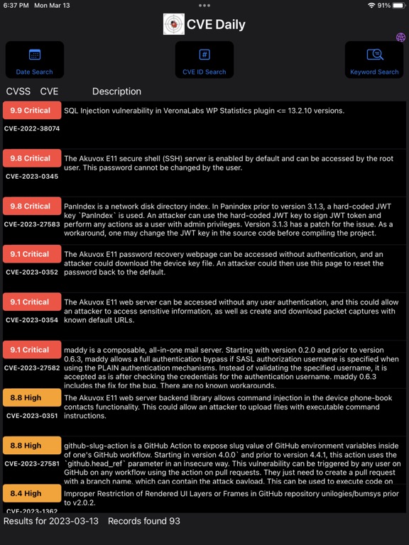 Screenshot #6 pour CVE Daily