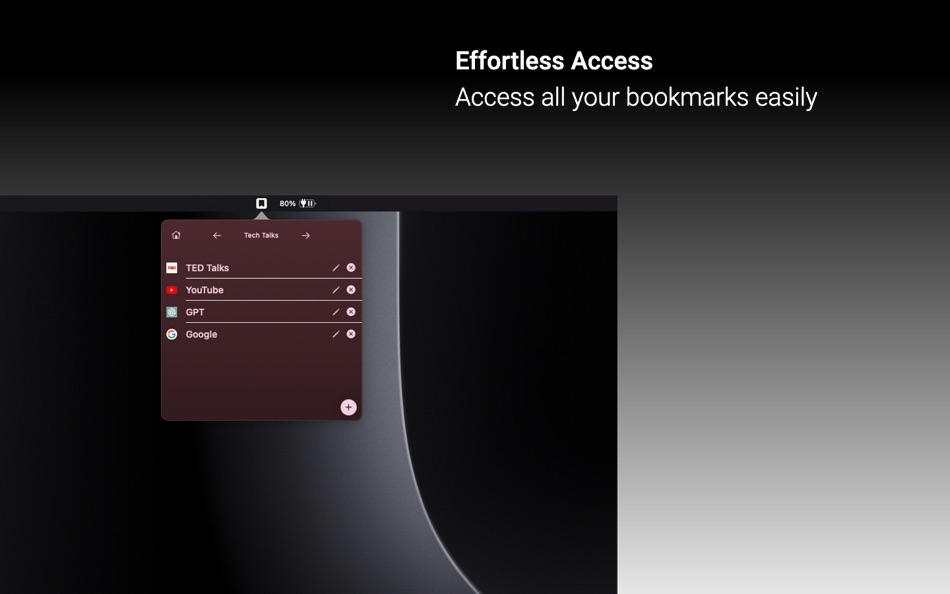 #2. Webfolio: Menu Bar Bookmarks (macOS) Podle: Xeption I/O