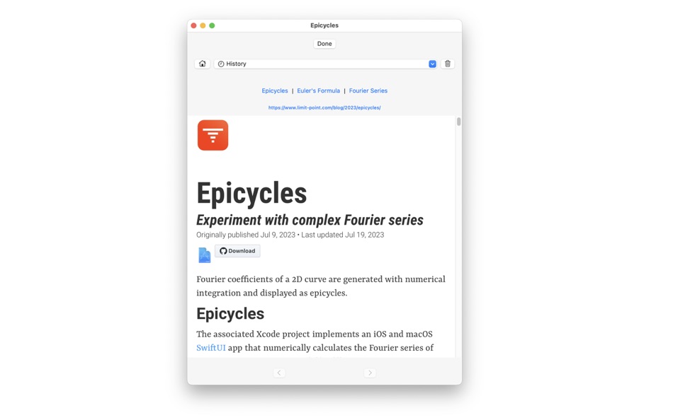 #7. Epicycles. (macOS) Podle: Limit Point Software