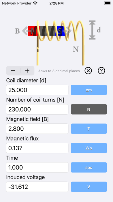 Screenshot 1 of Faraday's Law Calculator App