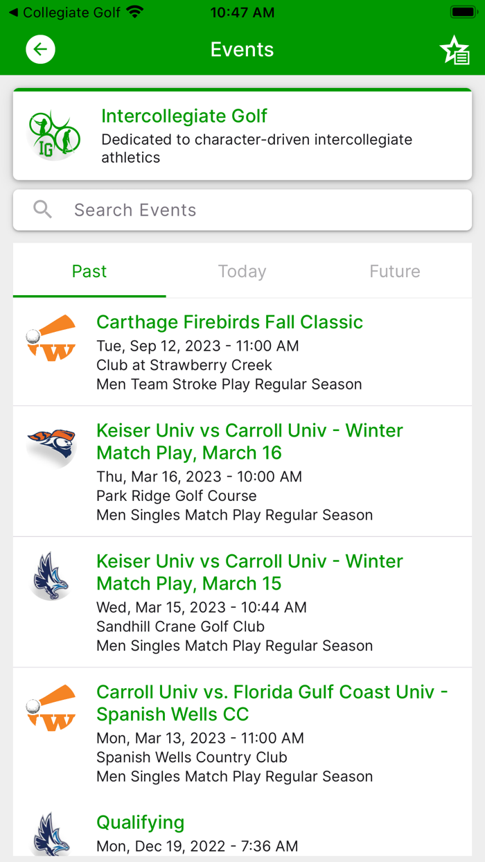 Intercollegiate Golf