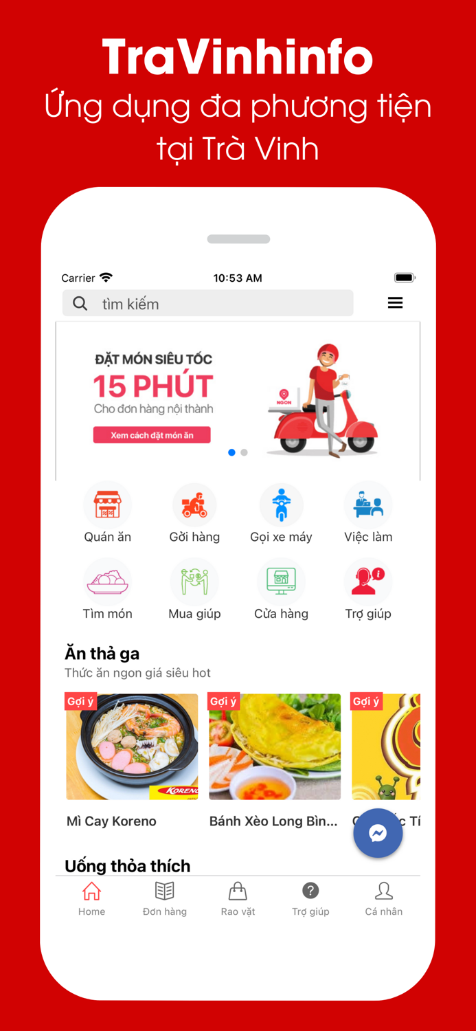 TraVinhInfo  Gọi Thức Ăn