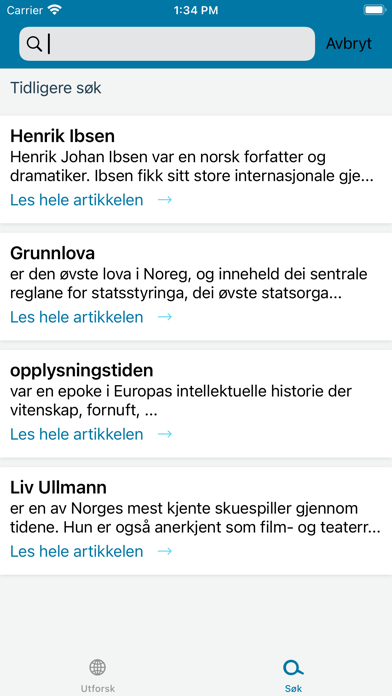 Store norske leksikon Screenshot