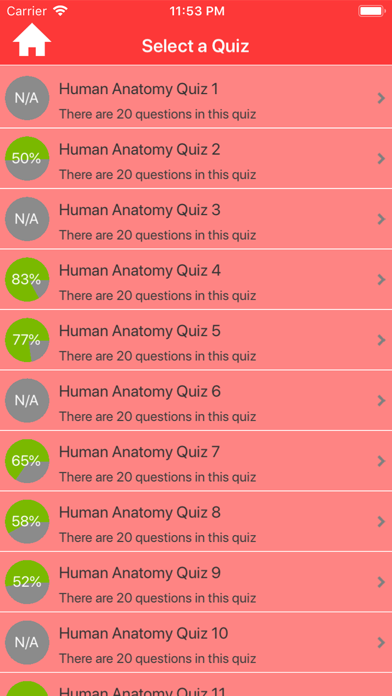 Human Anatomy Quizzes Screenshot