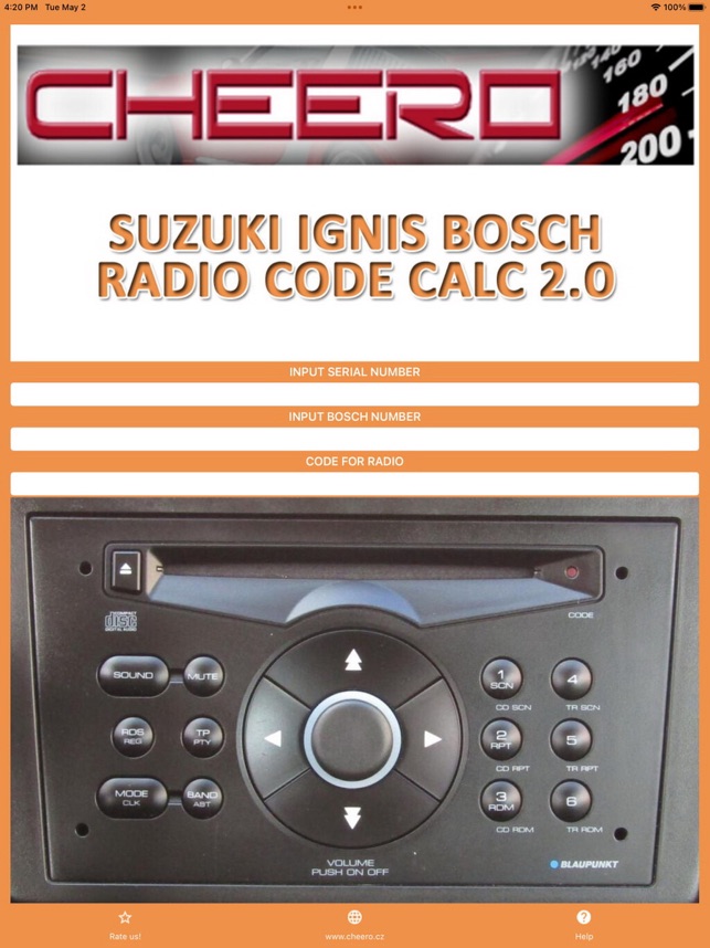 RADIO CODE for SUZUKI IGNIS on the App Store
