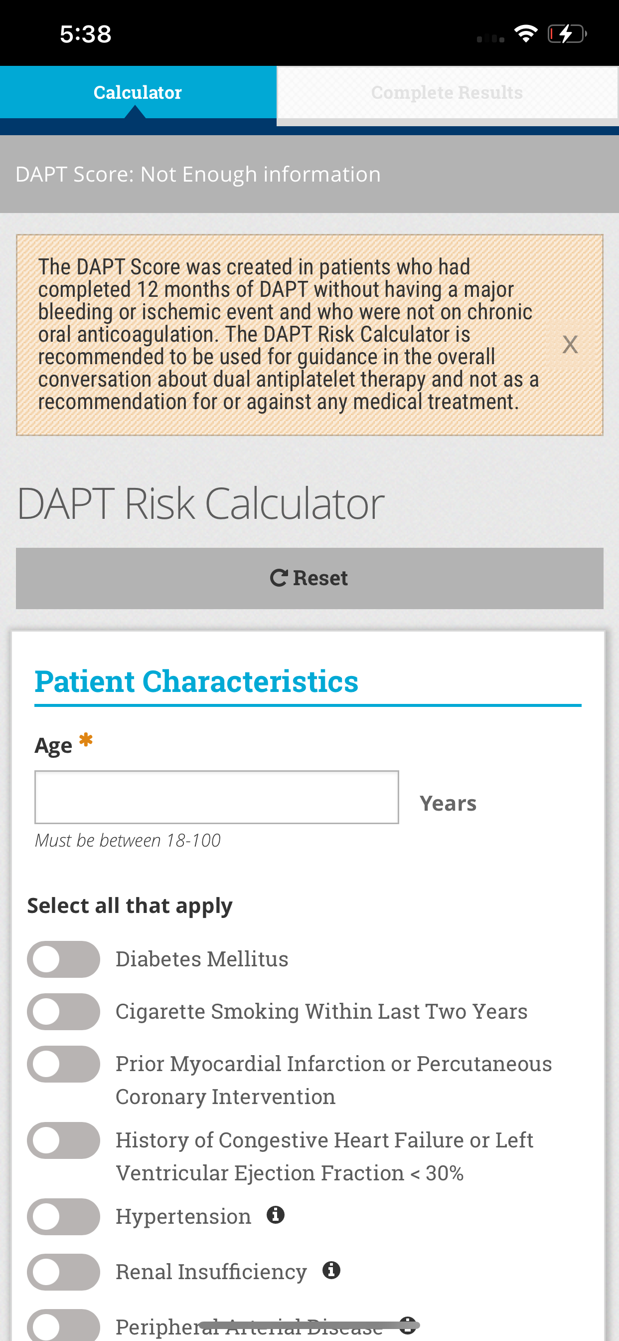 DAPT Risk Calculator