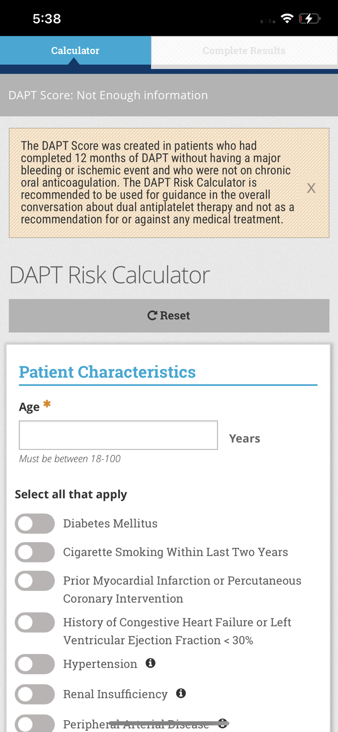 DAPT Risk Calculator